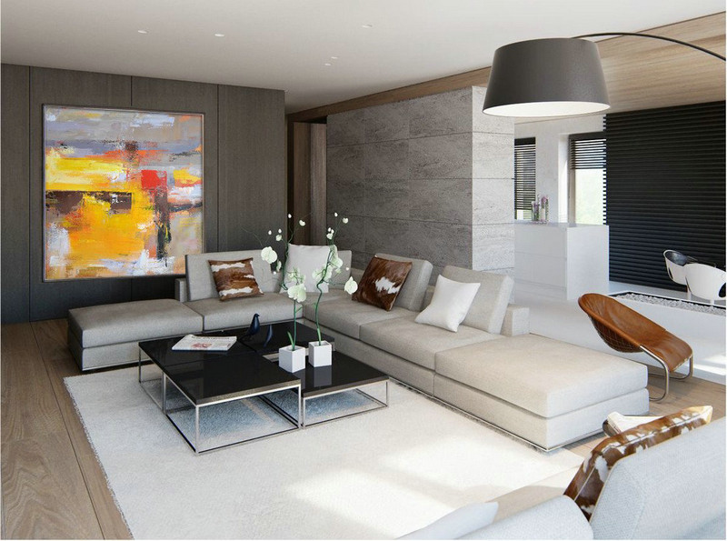 Large Modern Abstract Painting,Oversized Palette Knife Painting Contemporary Art On Canvas,Custom Canvas Wall Art,Yellow,Grey,Brown,Red,Taupe.etc